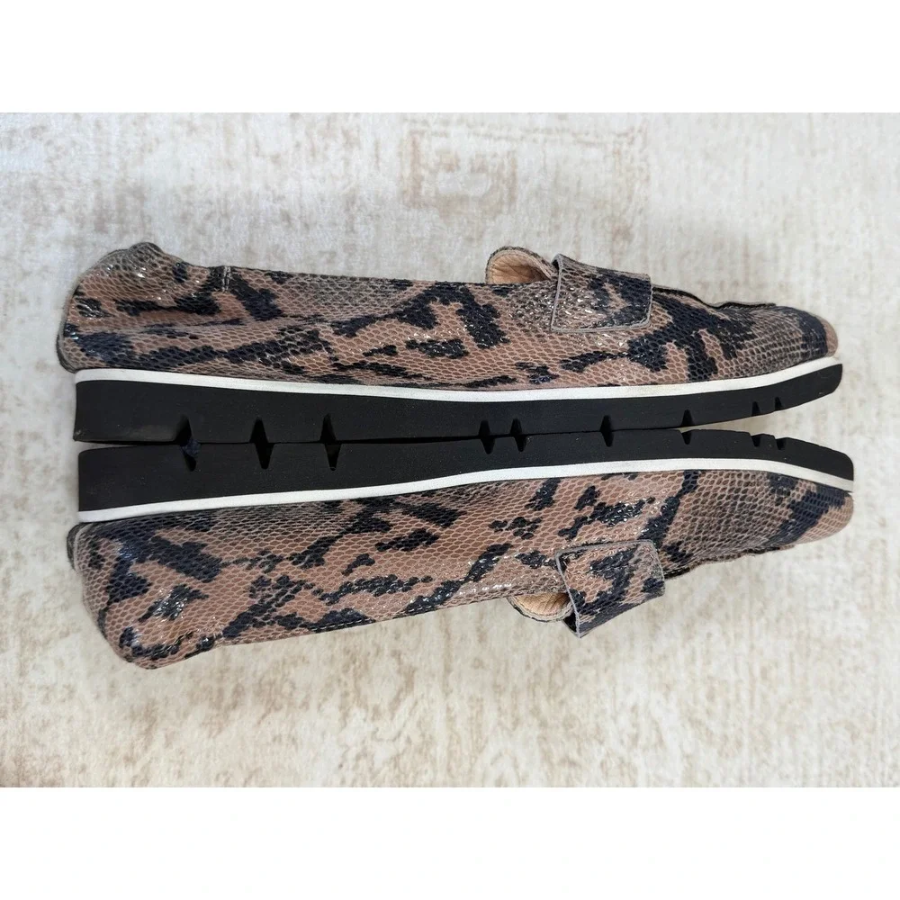 AGL Attilio Giusti Leombruni Snakeskin Pointed Toe Loafers N538078 Brown 40.5